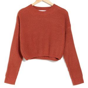 Elodie NWT Crewneck Cropped Sweater in Rust size Medium
